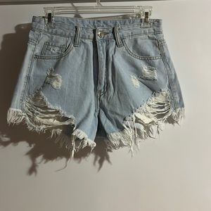 SHEIN denim shorts (light wash)